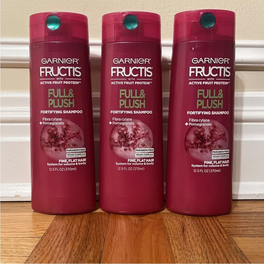 Lot of 3 Garnier Fructis Full & Plush Fortifying Shampoo 12.5 oz